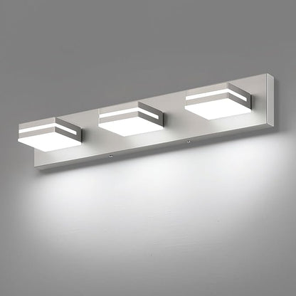 SineRise LED Modern Bathroom Vanity Light Fixtures (3-Light, 24-Inch), Brushed Nickel Modern Acrylic Bathroom Wall Lighting Fixtures Over Mirror (Cool White 6000K)
