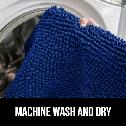 GORILLA GRIP Bath Rug Mat, Soft Absorbent Chenille, Quick Dry Microfiber Mats, Rubber Backing Washable Shower Floor Rugs, Bathmat Runner, US Designed Bathroom Home Decor Accessories 24x17 Royal Blue
