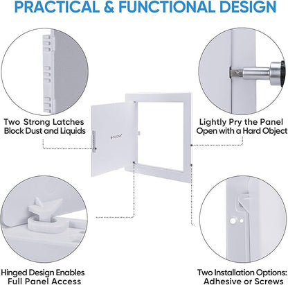 TICONN Access Panel for Drywall, 8 x 8 Inch ABS Plastic Wall Hole Cover Access Doors, Easy Install Plumbing Wall Panel for Drywall, Ceiling, Wiring and Cables