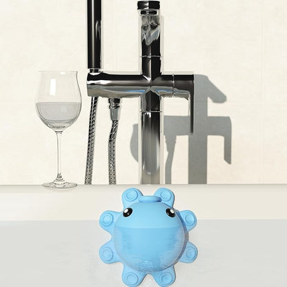 Bathtub Overflow Drain Cover - Silicone Bathroom Overflow Cover for Bath Tub, Bathroom Spa Accessories, Adds Inches of Water for Deeper Bath，Baby Blue