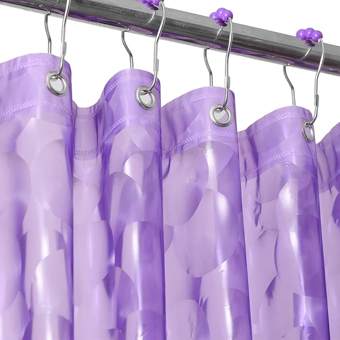 Ga-Geetopia EVA 3D Purple Pearl Plastic Shower Curtain Liner - Premium Light Weight 72" x 72" Bathroom Shower Showroom Curtain Liner with Rustproof Metal Gromments and Weighted Magnet