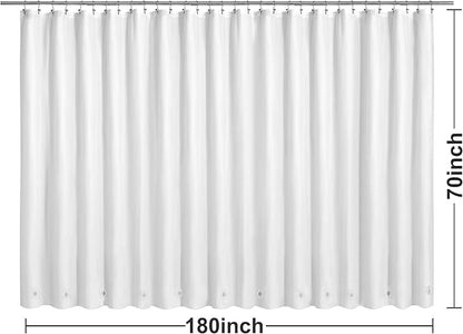 Barossa Design Clawfoot Tub Shower Curtain with 12 Magnets - 36 Metal Hooks Included, 180" W x 70" H Wrap Around, Waterproof PEVA Shower Liner for Bathroom, PVC Free, Metal Grommets - White, 180x70