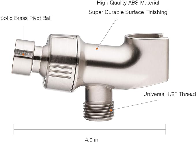 2PCS Universal Handheld Shower Head Holder - Adjustable Arm Mount Bracket With Brass Swivel Ball, Stand - Brushed Nickel