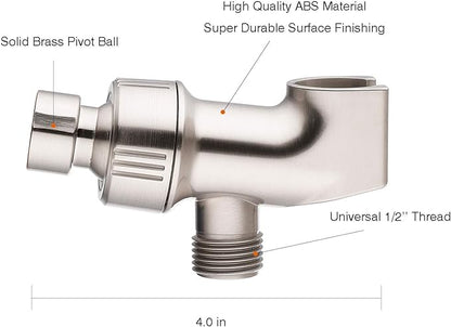 2PCS Universal Handheld Shower Head Holder - Adjustable Arm Mount Bracket With Brass Swivel Ball, Stand - Brushed Nickel