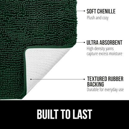 GORILLA GRIP Bath Rug Mat 36x24, Thick Soft Absorbent Chenille, Quick Dry Microfiber Mats, Rubber Backing Washable Shower Floor Rugs, Bathmat Runner, US Designed Bathroom Home Decor Accessories Hunter