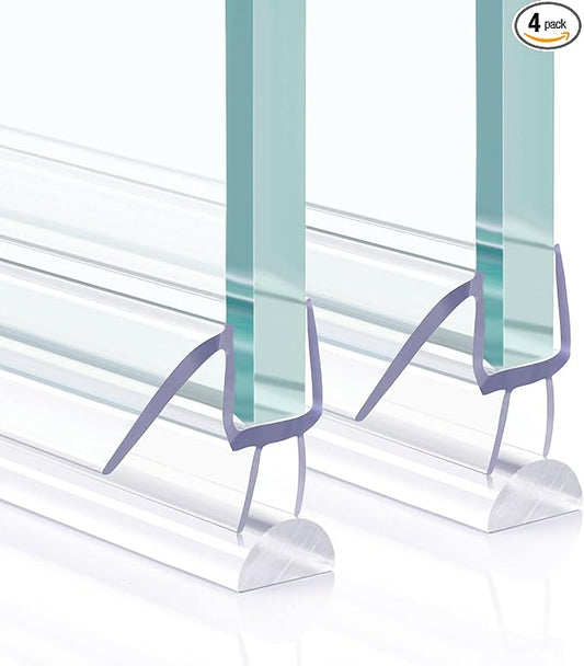 Shower Door Bottom Seal, 4 PCS 3/8" x 36" Shower Door Sweep for 3/8 Inch Glass, Frameless Glass Shower Door Seal Strip, Stop Shower Leaks and Create a Water Barrier