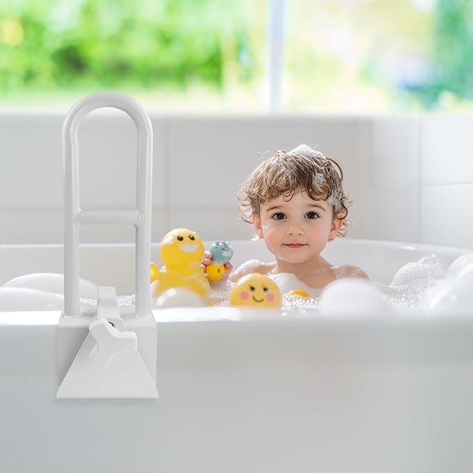 Bathtub Safety Rail Adjustable Shower Grab Bar - White Medical Bathtub Handle Grab Bars for Bathroom, Safety Handle Rail Heavy Duty for Seniors and Elderly
