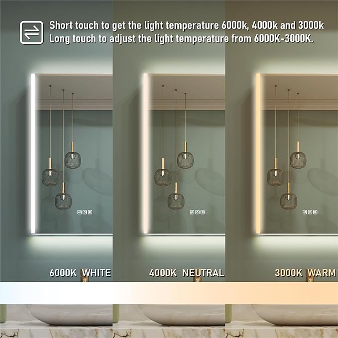 WELLFOR 20" x 30" LED Mirrored Bathroom Cabinet, Mirror Medicine Cabinet with Lights, Defogging LED Mirror Cabinet with Outlets & USB Ports, Surface Mounted, Left Opening Door, Hardwired Connected