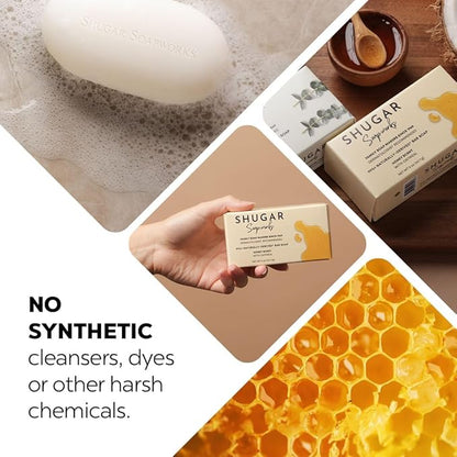 Shugar Soapworks Oatmeal & Honey 5 oz Beauty Bar Soap 8-Pack | Plant-Based Vegan Formula | Sulfate & Paraben Free | Gentle Exfoliating Cleanser with Finely Ground Oatmeal Flakes