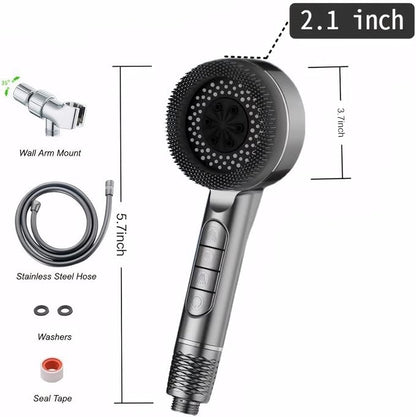 Filtered Shower Head with Handheld, High Pressure Shower Heads - 4 Spray Modes, Power Wash for Pets Bath, ON/OFF Switch & Water Saving Design (Deep Gray)