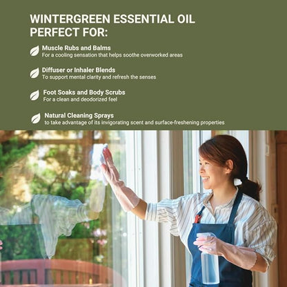 Wintergreen Essential Oil - Direct from Bio-Young Aromas China - Steam Distilled - Aceite de Gaulteria for Aromatherapy, Massage, Diffuser, DIY Candle and Soap Making - 2lbs
