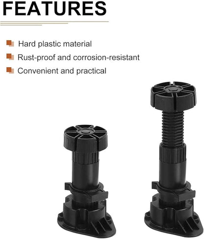 100x44mm(LxW) Adjustable Leveling Feet - 8Pack- Good for Furniture - Leveler Support Frame Replacement Legs - Black