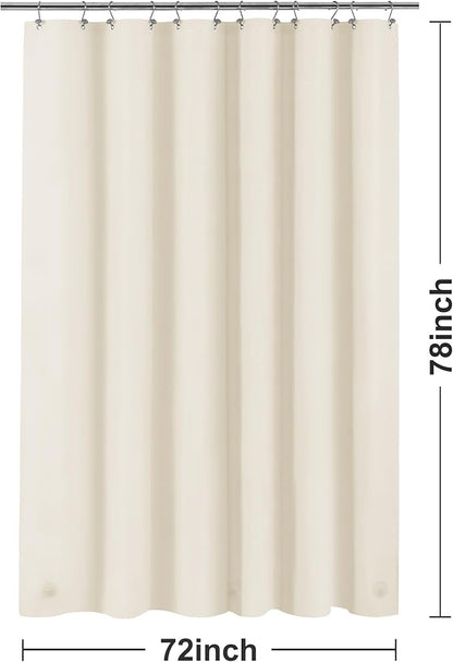 Barossa Design Beige Long Shower Curtain Liner 78" Height - 3 Magnets & Waterproof Lightweight PEVA Shower Liner for Bath Tub, PVC Free, Metal Grommets, Beige, 72x78