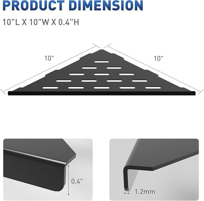 lives Corner Shower Shelves 2 Pack, 10" Black Corner Shelf for Bathroom, 304 Stainless Steel Grout in Bathroom Shower Shelf for Tiled Wall, Waterproof, Easy Install (Matte Black,10")