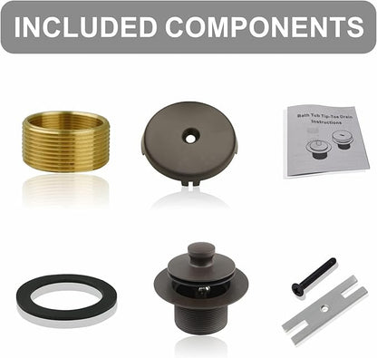 Bronze Tub Drain and Overflow Kit with Single Hole Overflow Faceplate,Welsan Universal Lift & Turn Bathtub Drain Kit with Fine/Coarse Thread Conversion Twist Trim Kit Assembly-Oil Rubber Bronze