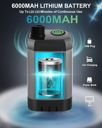 AUTOPkio Portable Camping Shower, 6000mAh Rechargeable Camp Shower Pump with USB Cable & Electric Outdoor Shower Head Sprayer for Camping, Hiking, Pet Bathing, Washing