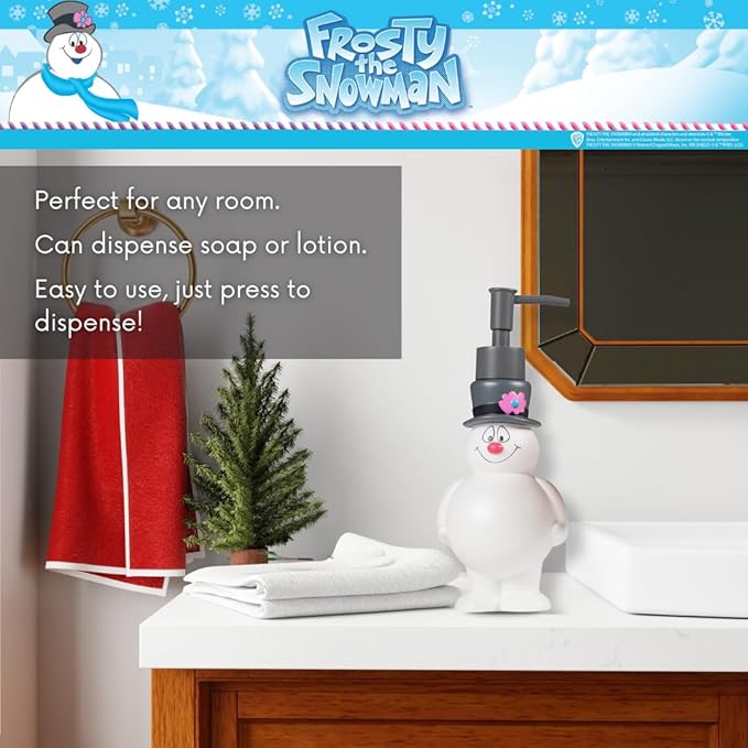 Frosty The Snowman Holiday Christmas Soap/Lotion/Hand Sanitizer Resin Pump Dispenser, 13 Ounces, (Officially Licensed Product) by Franco Collectibles