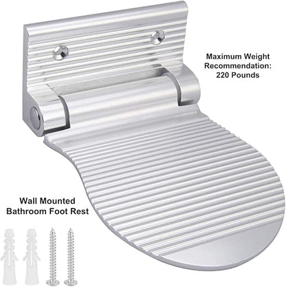 Shower Foot Rest, Modern Folding Foot Rest for Shower, Wall Mounted Metal Shower Foot Rest for Shaving Legs Aid Shower Step for Home Hotel Bathroom Use - YL00029 (Silver)