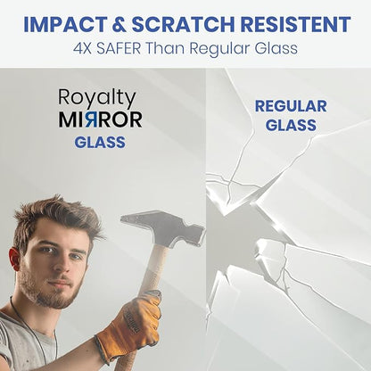 Royalty Fixed Shower Screen - 30" x 76" Frameless 3/8" Clear Tempered Glass Panel with Hardware - Easy Clean Smart Guard Coating - Minimalist Modern Design for Bathroom - Brushed Gold