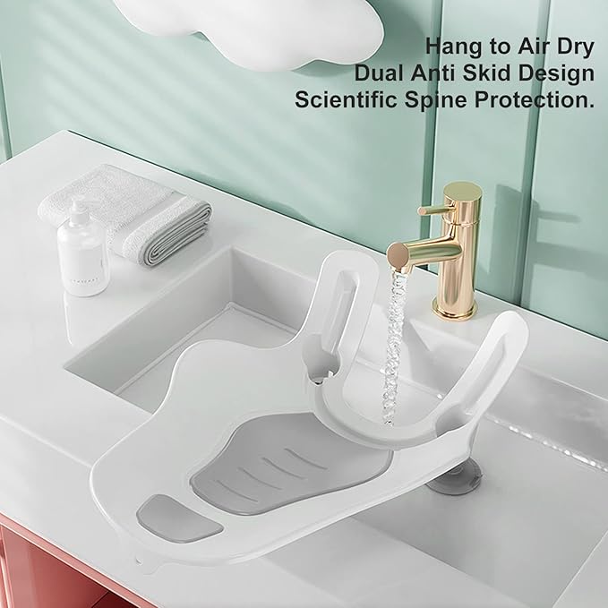SUNGOOYUE Clean Rinse Baby Bather, Folding Multifunction Portable Plastic Infant Lying Washing Bather for Boy Girl (Grey)