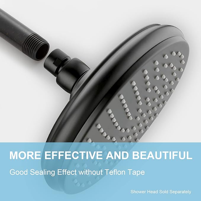 OFFO Shower Arm with Flange, 16 in Oil Rubbed Bronze Ceiling Mount Replacement Rain Shower Head Straight Arm Ceiling-Mounted For Fixed Shower Head & High Pressure Rain