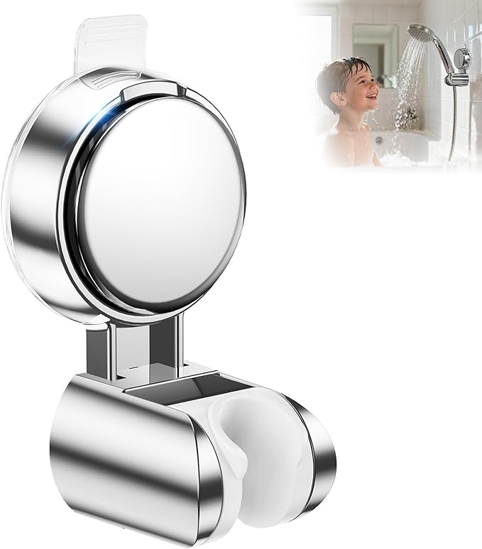 JOTPE Shower Head Holder Suction, Rotatable and Adjustable Shower Head Holder, Bathroom Suction Cup Shower Head Holder, No Drilling Shower Head Bracket, Removable Wall Mounted Suction Bracket