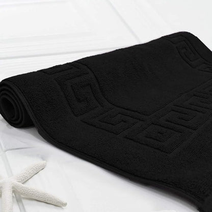 DAN RIVER Greek Cotton Bath Mats Set of 2 – Not a Bathroom Rug, Ultra Soft, Highly Absorbent & Machine Washable Bath Mat Towel for Bathroom Floor Mat – Durable, Quick-Dry, 21x34 Inches, Black