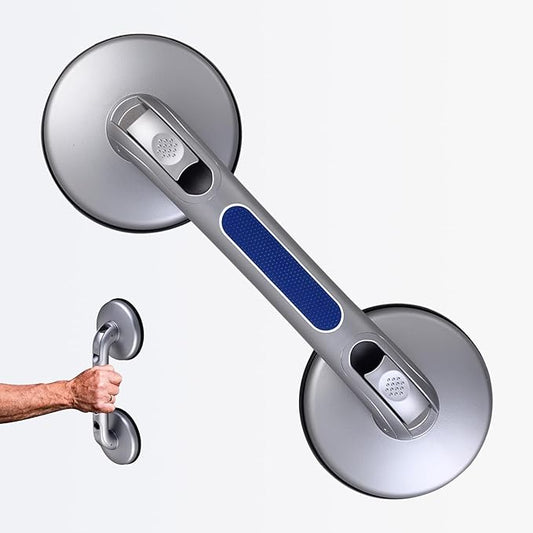New Shower Handle Shower Grab Bars for Bathtubs and Showers,Strong Hold Suction Cup Grip Grab,Bath Handle for Handicap Elderly Seniors Bathroom Safety Grab Bar（Silver Blue）