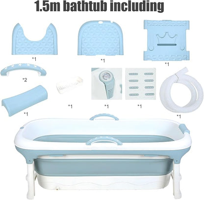 Portable Bathtub for Adult, Large Collapsible Tub, Portable Tub for Adults, Tub for Shower, Sweat Steaming Spa Sweat Steaming Bathtub, Effortless Folding Bathtub, Hot Bath, Ice Bath (58 in)
