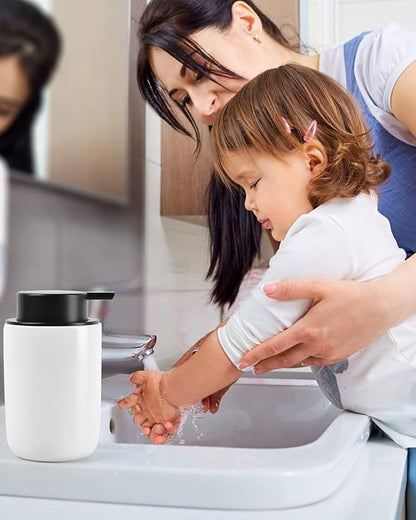BosilunLife Foaming Soap Dispenser - Ceramic White Soap Dispenser Bathroom Small Foam Hand Dispenser Refillable Kitchen Dish Soap Bottle Hand Wash Dispenser