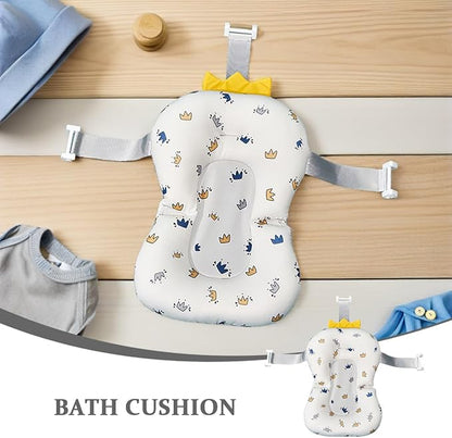 Toyvian Baby Bath Cushion Non-Slip Floating Mat Toddler Bathtub Seat Support for Sink and Tub 19.7X11.8 Inch for Safe Bathing at Home and Travel