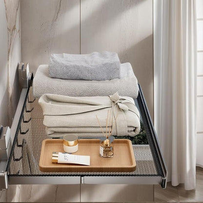 Oleth Telescopic Suction Cup Bathroom Towel Rack & Balcony Drying Net: Super Strong Suction, Tool-Free Install, Wall-Safe. Fits Smooth Surfaces for Towels/Small Items.Bathroom Concealed Folding Shelf