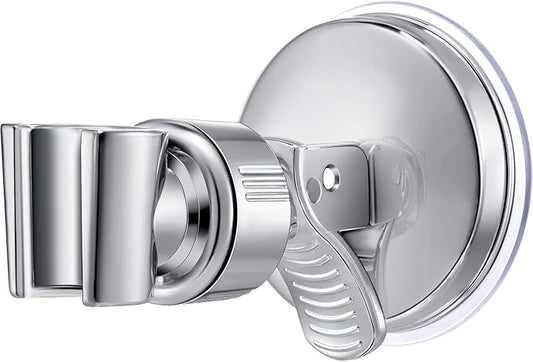 Zhehao Adjustable Shower Head Holder, Removable Suction Cup Shower Head Holder, No Drill Wall Mounted Suction Bracket with Chrome Polished for Marble Glass Metal Ceramic(1,Silver Wrench)