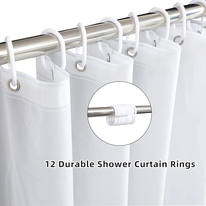 White Extra Wide Shower Curtain Liner 72 x 84 inch Plastic Shower Liner Washable Inside Shower Curtain Liner PEVA Shower Curtains for Bathroom with Magnets and Rustproof Metal Grommet Holes