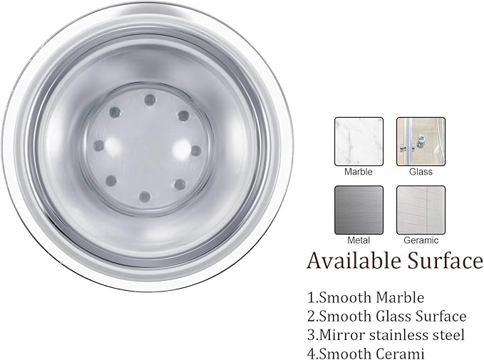Zhehao Adjustable Shower Head Holder, Removable Suction Cup Shower Head Holder, No Drill Wall Mounted Suction Bracket with Chrome Polished for Marble Glass Metal Ceramic(2,Silver Wrench)
