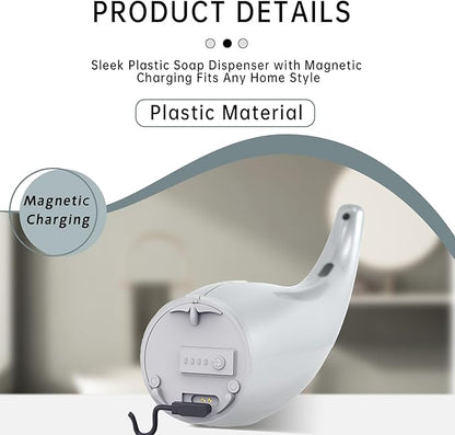 Automatic Soap Dispenser Touchless,300ML Hand & Dish Countertop Electric Liquid Rechargeable Dispenser with Sensor,Modern 4 Gear Adjustable Waterproof Kitchen Auto Soap Pump（Gray）