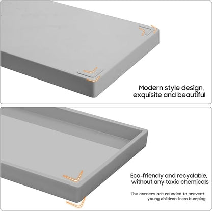 Vanity and Bathroom Tray, 11.8" ABS Countertop Organizer,Waterproof Vanity Tray for Toilet Tank,Perfume,Soap,Keys,Bathroom Accessories,Kitchen and Bath Trays,Non Slip Small Trays,Gray