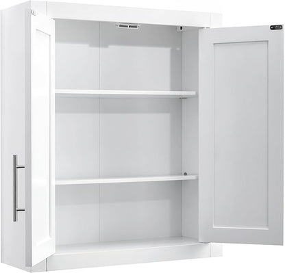 Crosley Furniture Savannah 2-Piece Wall Kitchen Storage Cabinet, Cabinets for Laundry, Bathroom, White