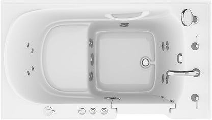 ANZZI Walk-In Bathtub 30" x 53" Whirlpool Acrylic Right Drain Quick Fill Fast Drain 9 Hydro Jets Chromatherapy Heater ADA Compliant Slip-Resistant Seat Grab Bar Extension Kit | AMZ3053RWH