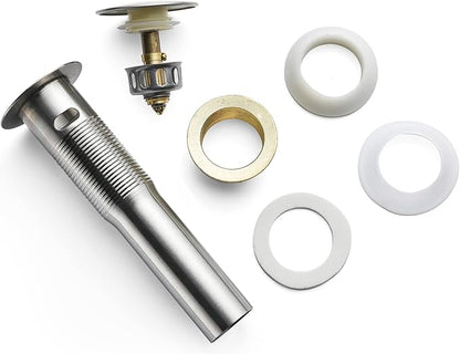 Bathroom Sink Drain,Drain Stopper Bathroom Sink with Overflow,Pop Up Drain Assembly with Detachable Strainer Basket,Built-in Anti-Clogging Strainer,Stainless Steel Brushed Nickel