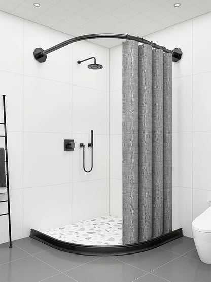 118Inch Collapsible Shower Threshold Water Dam 2" High Shower Barrier Water Stopper 2" Tall Shower Water Guard To Keep Water In Shower Dry And Wet Separation Bathroom Wheelchair Accessible Black