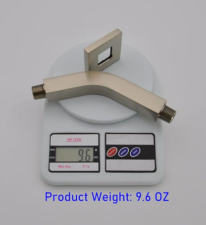 Aquaiaw Square Shower Arm and Anti-Scratch O-Ring Flange, 6 inch, Solid Brass, Both Soldered 1/2 NPT Tapered Threads, Shower Head Arm, Wall Mount Shower Extension Arm (PVD Brushed Nickel)