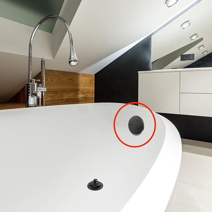 Lift and Turn Bathtub Drain Stopper with ABS Plastic Bushing, Fits in 1-1/2 Inch or 1-3/8 Inch Inner Bathtub Shoe, Easy to Install, Matte Black