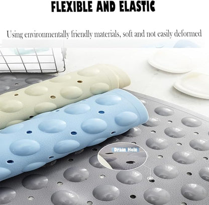 Mrcrypos Corner Shower Mats 31 x 31 Inches Bath Mat with Suction Cups and Drain Holes, Quick Dry Anti Slip Bathmat Machine Washable Shower Stall Mats for Bathroom, Baby Blue