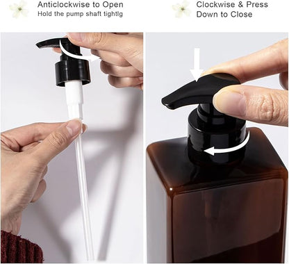 Shower Pump Bottles, Yebeauty 3pcs 17oz 500ml Empty Refillable Shampoo and Conditioner Dispenser Lotion Soap Dispenser Liquid Container Plastic Soap Dispenser for Body Wash, Amber