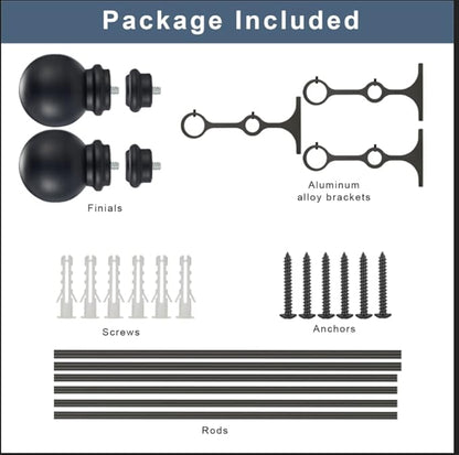 Double Curtain Rod 84 to 120 inch, Adjustable 1 inch Double Drapery Rod Rods for Windows and Doors with Ball Round Finials and Premium Aluminum Brackets Set (84-120",Matte Black)