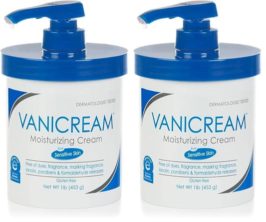 Vanicream Moisturizing Skin Cream with Pump Dispenser - 16 fl oz (1 lb) - Moisturizer Formulated Without Common Irritants for Those with Sensitive Skin (Pack of 2)