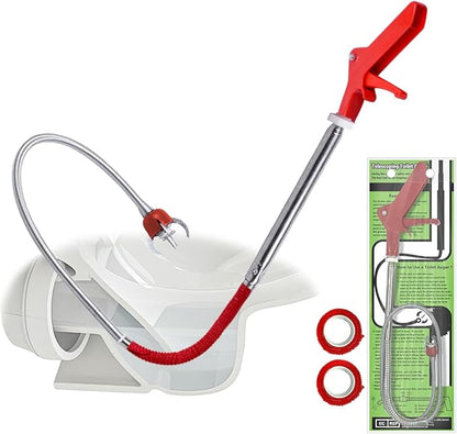 50 Inch Toilet Snake Drain Auger Cleaner Tool, Upgraded Grabber Unclogger Tool, Toilet Auger Grabber, Stainless Steel Telescoping Rod for Pick/Grab Objects Clogged in Toilet Pipes/Drain