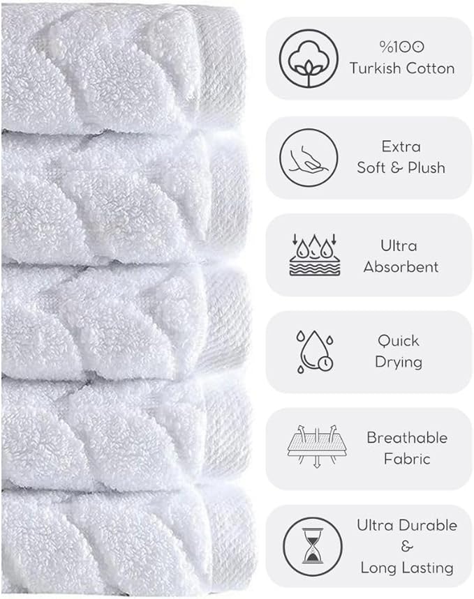 BAGNO MILANO Turkish Bath Towels, Soft Plush Jacquard Luxury Bath Towels, Quick Dry Towel Set (Grey, Bath Sheet)