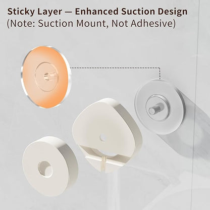 KEGII Shower Caddy Suction Cup with Soap Holder and Hooks, Removable Suction Bathroom Organizer Shelf, No Drilling Shower Organizer, Stainless Steel Shampoo Holder for Bathroom Storage, Cream White